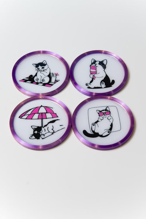 4 coaster of a cat 