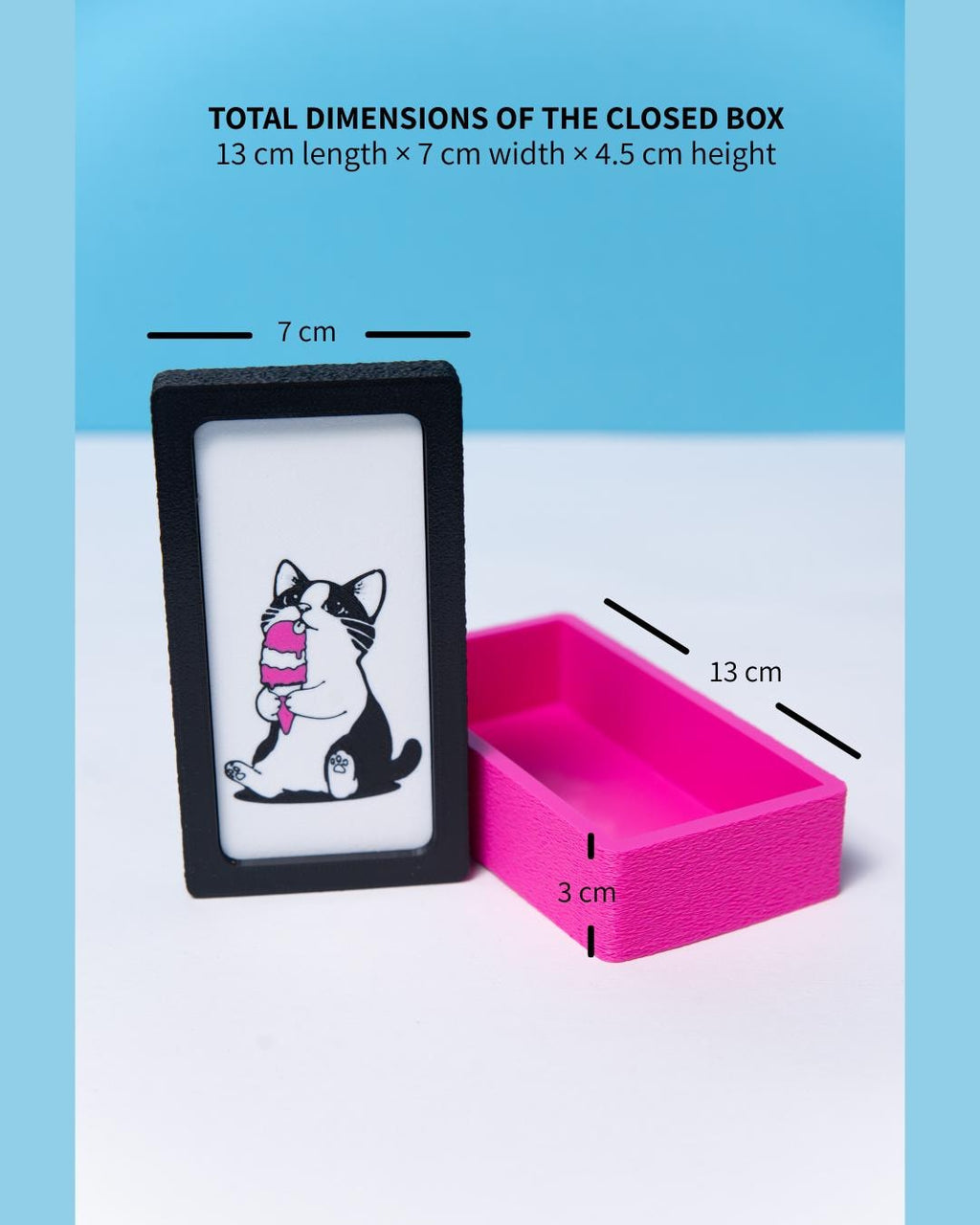 Cat Ice Cream Trinket Box measuring 13 cm long, 7 cm wide and 4.5 cm high