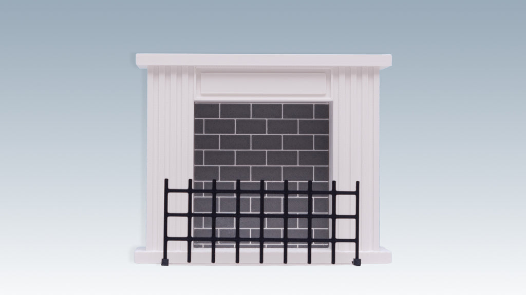 Modern 1:12 Dollhouse Fireplace with Removable Screen